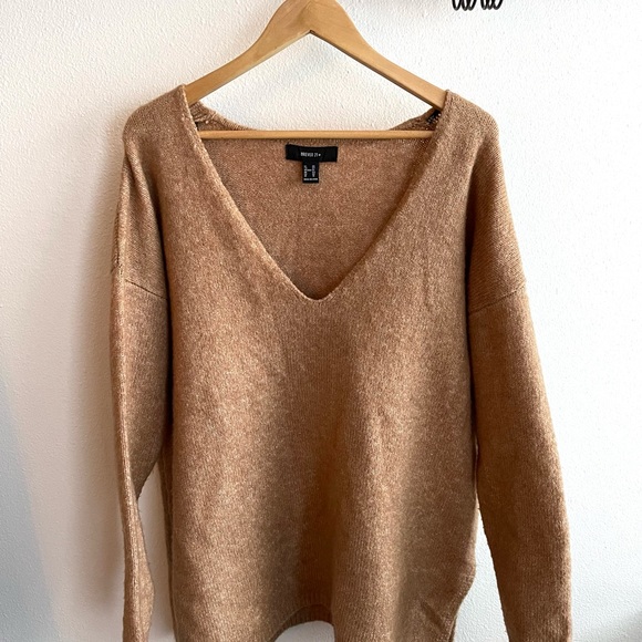 SOLD tan drop shoulder sweater - Picture 3 of 4